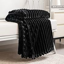 Dark Academia Decor, Black Throws, Black Blanket, Microfiber Blanket, Striped Blankets, Twin Blanket, Knit Throw Blanket, Couch Throws, Knitted Throws