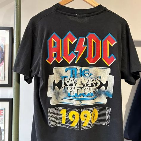 VINTAGE 1990 | ACDC The Razors Edges Concert Band T-Shirt sz M Adult 5 The Razors Edge, Concert Band, Vintage Shirt, Ac Dc, Vintage Shirts, Concert, Band, Wardrobe, T Shirt