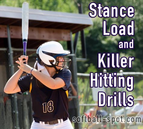 Stance Load and Killer Hitting Drills Hitting Drills Softball, Softball Hitting, Baseball Workouts, Softball Workouts, Softball Crafts, Softball Drills, Softball Pitching, Softball Season, Softball Training