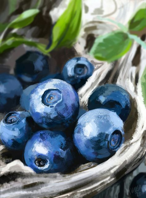 Blueberry Acrylic Painting, Blueberry Still Life, Blueberry Aesthetic Art, Blueberry Drawing, Blueberry Painting, Berry Painting, Blueberry Art, Blueberry Photography, Festival Paint