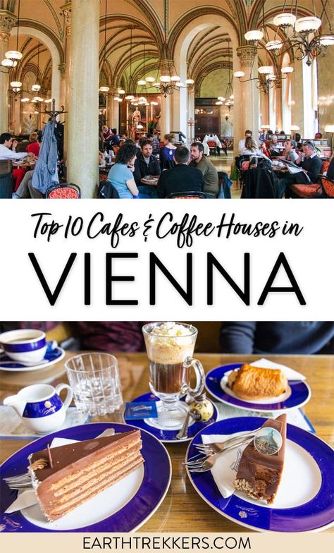 Best cafes in Vienna, Austria. Top 10 cafes, coffee houses, and patisseries to try in Vienna. Includes Demel, Sacher Cafe, Cafe Central, Aida, Oberlaa, Cafe Landtmann and more. Vienna Cafe Central, Cafe Sacher Vienna, Vienna Hidden Gems, Cafe Central Vienna, Cafes In Vienna, Vienna Shopping, Vienna Coffee House, Earth Trekkers, Vienna Cafe