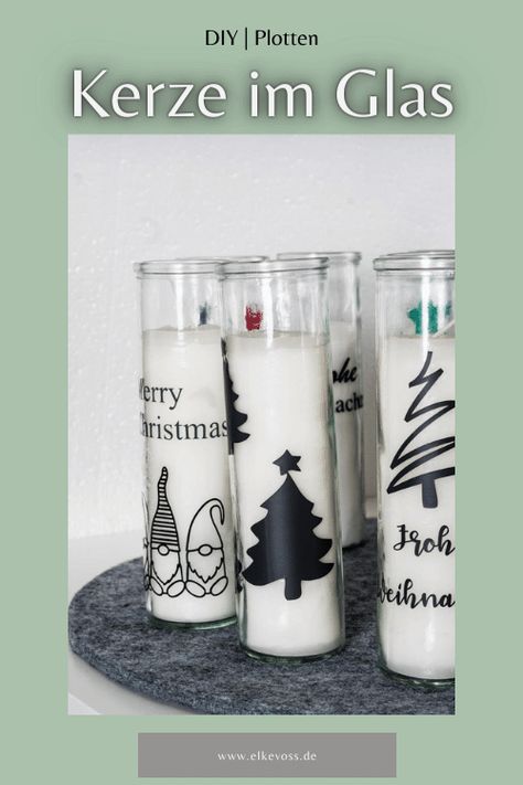 Plotten-Kerze-Weihnachten.Es kommt noch keine Weihnachsstimmung auf Dollar Tree Candles, Silhouette Diy, Winter Diy, Dollar Store Crafts, Cricut Vinyl, Diy Candles, Belleza Natural, Pin It, Dollar Stores