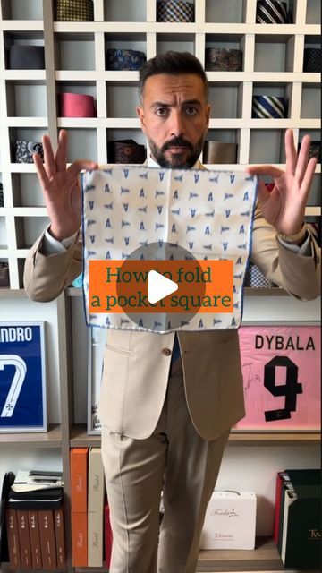 Luigi Lauro on Instagram: "How to fold a pocket square 

Save it for later 

More of this ?" Square Pocket Fold, How To Make A Pocket Square, Fold Pocket Square How To, How To Fold Pocket Square Suits, How To Fold Pocket Square, How To Fold A Pocket Square Tutorials, How To Fold A Pocket Square, How To Sew A Pocket Square, Suit Pocket Square Fold