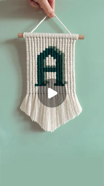 Cute Handmade Gifts, Letter Banner, Gifts For Loved Ones, Macrame Tutorial, Macrame Diy, Macrame Wall, Green Cotton, Macrame Wall Hanging, Loved Ones