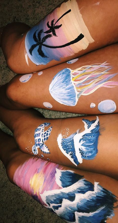 Summer List Ideas, Summer Legs, Leg Painting, Leg Art, Fun Sleepover Ideas, Sleepover Things To Do, Summer Scrapbook, Summer Painting, Summer Fun List