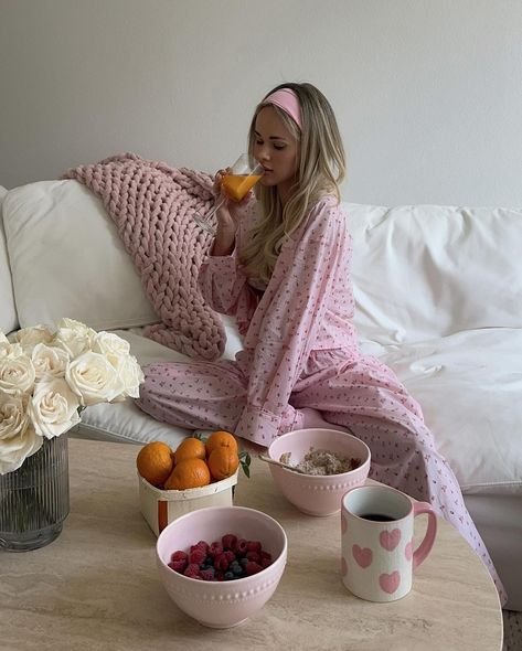 Joined the breakfast club 🌸🍓🍊💕 @loungeunderwear JESSN10 Soft Life Era, Pink Morning, Old Money House, Pink Lifestyle, Pilates Princess, Soft Life, Pink Life, Pink Girly Things, Cute Pajamas