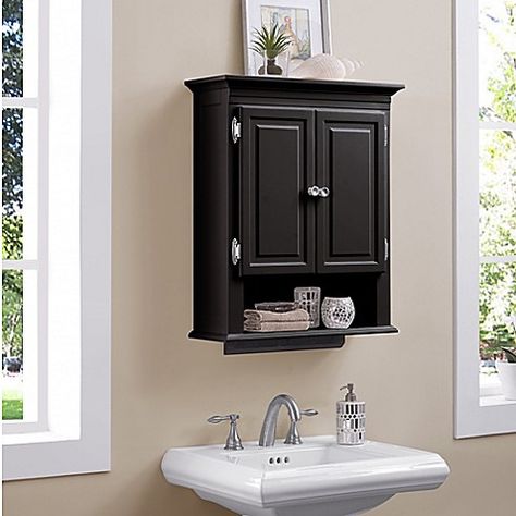 Wakefield Wall Cabinet White Toilet, Built In Shelves Living Room, Black Cabinet, Bathroom Wall Cabinets, Cabinet Bed, Closet Makeover, Bathroom Storage Cabinet, Black Cabinets, Vintage Bathroom