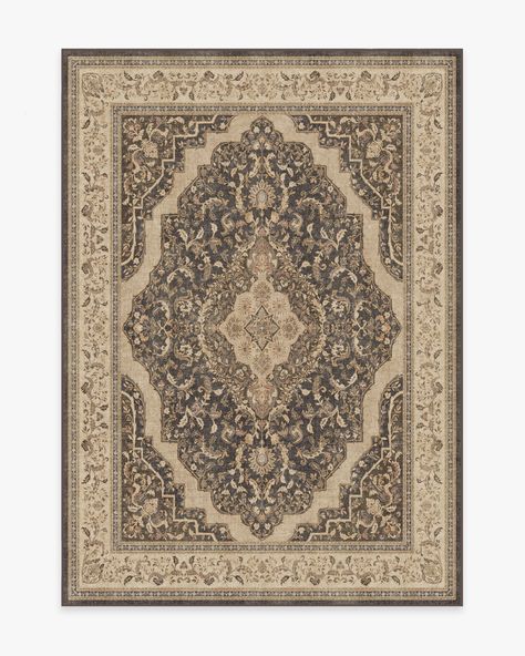 Adeline Dark Wood Rug | Ruggable Dark Wood Rug, Wood Rug, Coral Rug, Vine Border, Ruggable Rug, Rug Patterns, Taupe Rug, Chenille Rug, Medallion Design