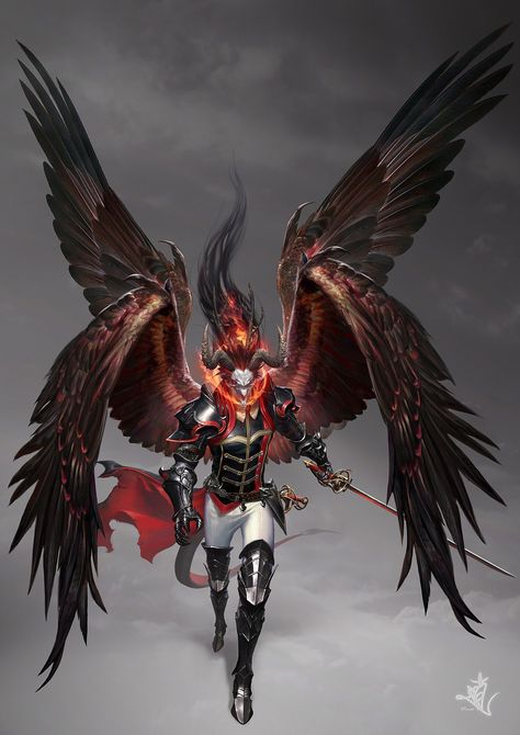 ArtStation - Count of evil dragon, T SWCK Single Illustration, Demon Wings, Fantasy Demon, Angel Warrior, Ange Demon, Demon Art, Fantasy Male, Fantasy Monster, Dark Angel