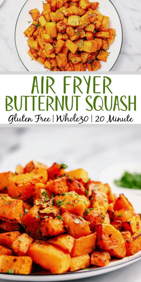 Butternut Squash Recipes Healthy, Air Fryer Butternut Squash, Butternut Squash Side Dish, Healthy Squash Recipes, Braised Chicken Recipes, Butternut Squash Recipe, Healthy Butternut Squash, Air Fryer Recipe, Squash Recipe