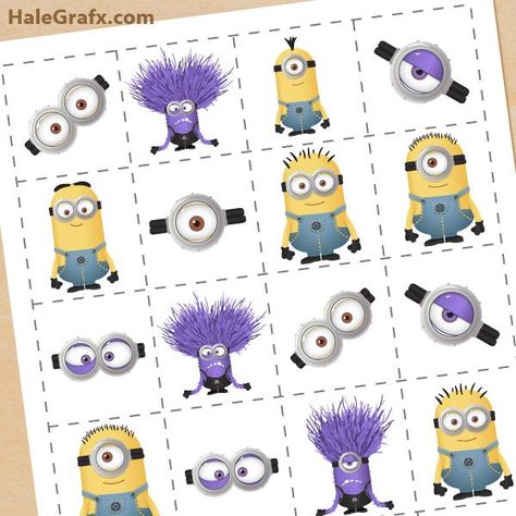 FREE Printable Despicable Me 2 Minions Memory Game Minion Matching, Minion Birthday Games, Minion Games For Kids, Minions Printables Free, Minion Goggles Printable Free, Minion Printable, Printable Minions, Minion Party Theme, Minion Classroom