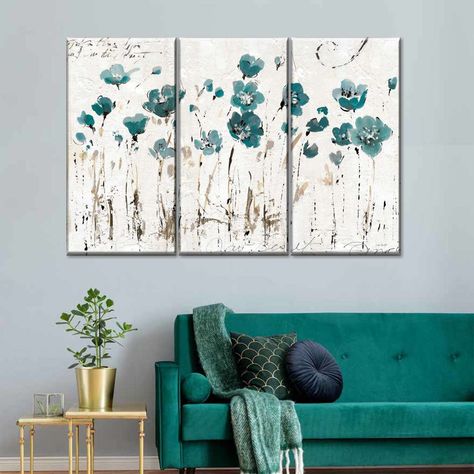 Wall Painting Frame Ideas, Painting Frame Ideas, Wall Painting Frames, Multi Panel Canvas Art, 3 Panel Wall Art, Wall Art Gold Leaf, Teal Wall Art, Multi Panel Art, Big Wall Art