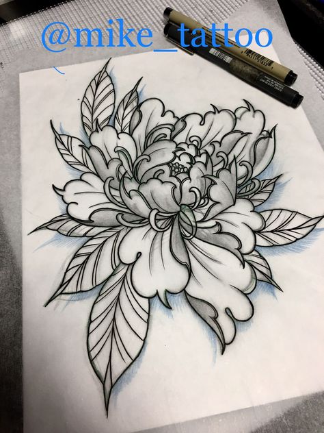 Peony Flower Tattoos, Tato Ikan Koi, Ideas For Flowers, Japanese Flower Tattoo, Dibujos Tattoo, Flowers Peonies, Tattoo Flowers, Tato Lengan, Initial Tattoo