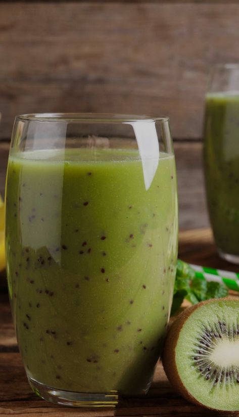 Kiwi Smoothie Recipes, Banana Yogurt, Plant Based Yogurt, Delicious Smoothies, Kiwi Smoothie, The Smoothie Diet, Healthy Choice, Vegan Smoothies, Kiwi Fruit