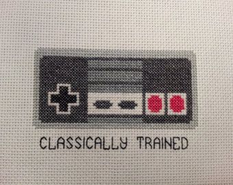 Nintendo Cross Stitch, Gamer Cross Stitch, Bubble Popping, Geeky Cross Stitch, Geek Cross Stitch, Original Nintendo, Subversive Cross Stitch, Aida Cloth, Cross Stitch Funny