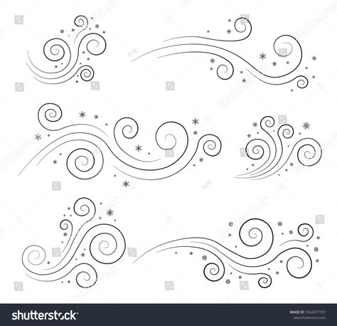 Snow and wind and flying snowflakes. Image of a windy winter for fabric, textile, wrapping paper, card, invitation, wallpaper. Flat design style. Simple icon Modern flat icon in black colors. #Ad , #Ad, #fabric#winter#textile#paper Winter Designs Drawing, Snow Doodles Winter, Winter Graphic Design Illustration, Wind Drawing Simple, Wind Line Art, Winter Card Design, Snowflake Doodles Simple, Snow Art Drawing, Winter Sketches Simple