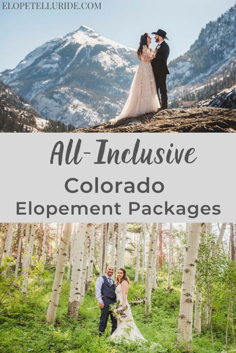 We are Elope Telluride - our team plans & photographs destination elopements in Telluride, Ouray and Ridgway, Colorado. Our all-inclusive package includes everything you need to make your wedding "no stress!" The package includes photography, custom locations, flowers bouquet, hair styling, makeup artist, and officiant. Rocky Mountain micro weddings in fall, winter and summer, and our blog will give you photography inspiration, dress ideas and planning tips. #telluride #elopement #ouray #wedding Telluride Colorado Wedding, Ridgway Colorado, Telluride Elopement, Colorado Winter Wedding, Colorado Lakes, Colorado Destination Wedding, Colorado Mountain Elopement, Ouray Colorado, Telluride Wedding