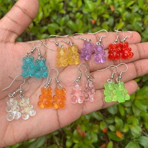 Waistbeads, Bracelets, Necklaces & More🌱 on Instagram: "Gummy bear earrings now available! 🍭🧸 - - ☆ #madebykaidence #explore #jewelry #earrings #gummybears #blackowned #smallbusiness" Gummy Bears Bracelet, Indie Earrings, Gummy Bears, Charm Bracelet, Instagram