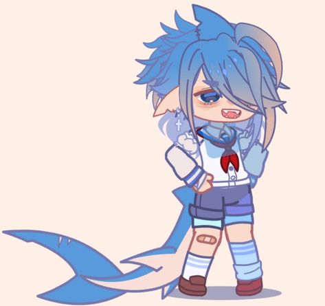 Gacha Club Shark Outfit, Gacha Club Shark Oc, Gummy Shark Oc, Gacha Shark Oc, Shark Oc Art Human, Shark Tail Drawing, Shark Oc, Gummy Shark, Gummy Sharks