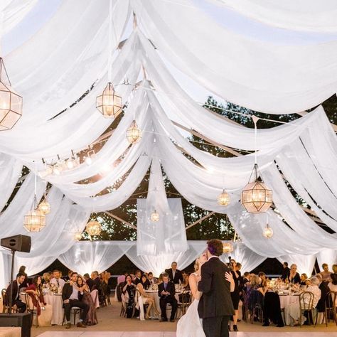 PRICES MAY VARY. 🍷【White Ceiling Drapes】The package will include 4 panels white wedding drape curtain(without hanging pieces), each wedding extra long curtain measures 5 feet(60inch)wide x30 feet(360inch) long.The sufficient quantity can meet your demands for decorating your weddings, parties, receptions, and these white ceiling drapes will create a delicate and aesthetic sense to your wedding ceiling decoration and light up every banquet. 🍷【Easy Hanging Draping Fabric】There is a 4 inches pock Field Wedding Reception, Ceiling Decorations For Party, Backyard Lake Wedding, Ceiling Draping Wedding, Ceiling Hanging Decor, Rancho Wedding, Drapes For Wedding, Hanging Wedding Decor, Ceiling Wedding