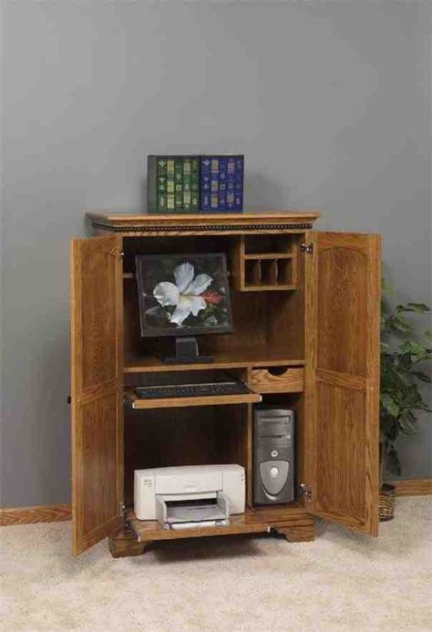 Small TV Armoire Small Home Office Desk, Wood Office Furniture, Armoire Desk, Computer Armoire, Printer Shelf, Basement Guest Rooms, Cheap Office Furniture, Tv Armoire, Desk Cabinet