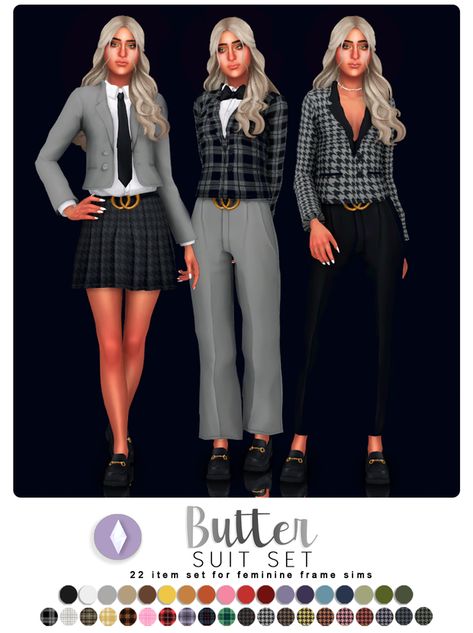 Sims 4 Cc Groom Suit, Sims 4 Work Clothes, Sims 4 Cc Suits Female, Blazer Over Dress, Cropped Suit, Sims 3 Cc Finds, Sims Inspiration, Sims Houses, Cc Clothes