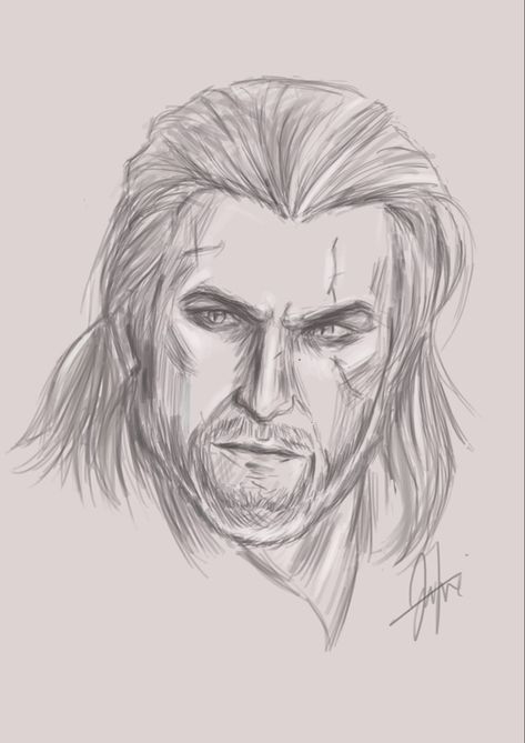 The Witcher Sketch, Witcher Drawing, Witcher 3 Art, Witcher Series, Witcher Art, Drawing Template, Geralt Of Rivia, Witcher 3, The Witcher 3