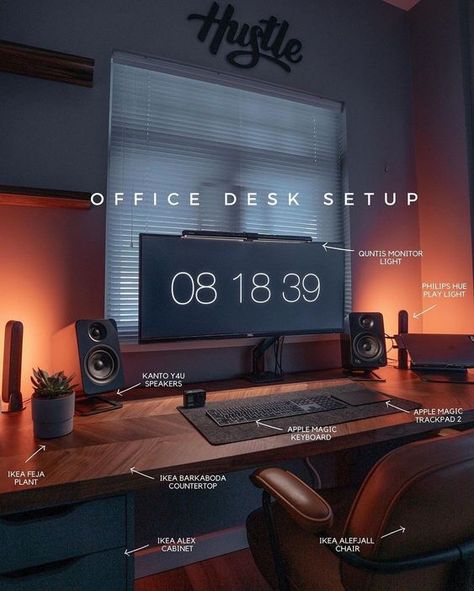 Office Desk Setup, Modern Home Offices, Dream Desk, Home Studio Setup, Desktop Setup, Bedroom Setup, Computer Room, Gaming Room Setup, Workspace Design