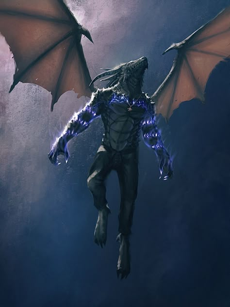 Wings, Micah Rosh on ArtStation at https://www.artstation.com/artwork/Kanr09 Dragonborn With Wings, Winged Dragonborn, Fantasy Species, Dnd Dragonborn, Half Dragon, Dnd Npc, Dark Artwork, Fantasy Races, Dungeons And Dragons Characters