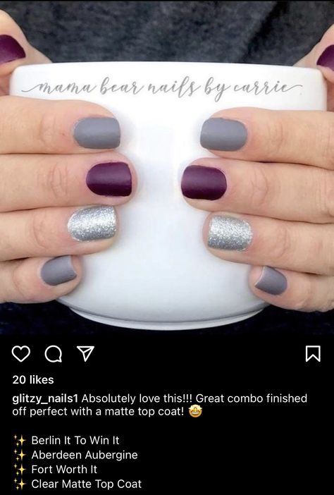 Color Street Mixed Mani, Matte Nail Colors, Nail Color Combos, Mixed Mani, Bears Nails, Fall Manicure, Cute Nails For Fall, Christmas Gel Nails, Cute Gel Nails