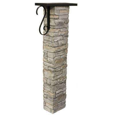 Gray Stacked Stone Mailbox Post Kit with Decorative Scroll Faux Stone Mailbox, Stone Mailbox Post, Stone Mailbox Ideas, Stone Mailbox, Brick Mailbox, Mailbox Makeover, Wood Stake, Mailbox Posts, Paintable Wallpaper