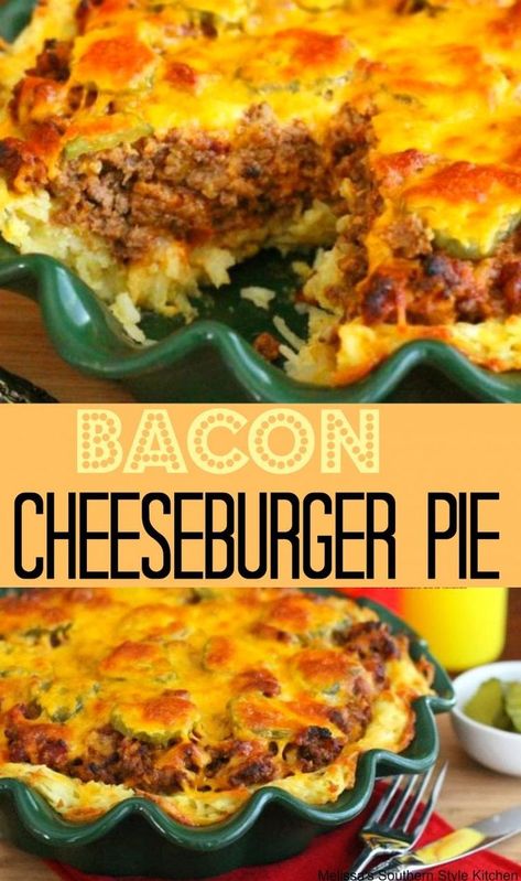 Bacon Cheeseburger Pie, Farmhouse Cooking, Cheeseburger Pie, Pantry Recipes, Cheeseburger Casserole, Cheese Burger, Hamburger Recipes, Bacon Cheeseburger, Mouthwatering Recipes