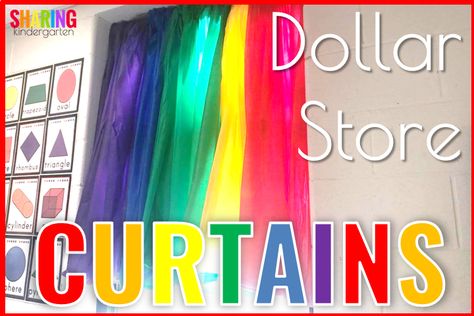 Dollar Store Curtains Classroom Window Decorations, Classroom Curtains, Rainbow Theme Classroom, Store Curtains, Classroom Window, Sunday School Rooms, Preschool Rooms, Prek Classroom, Toddler Classroom