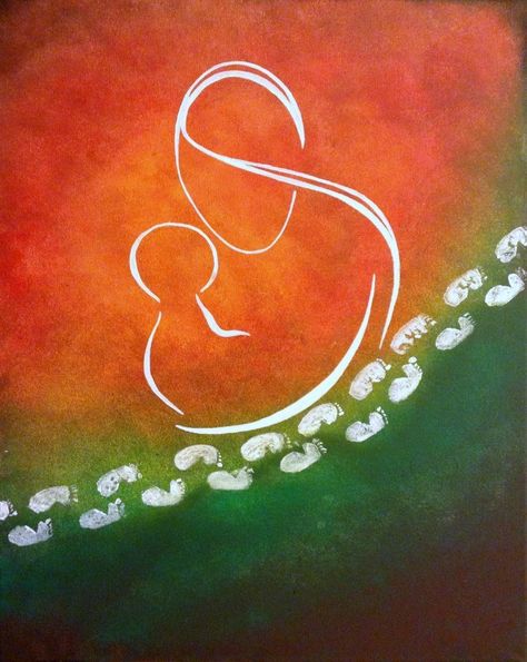 Mother And Child by Disha Dua A bond beyond words.   https://www.contemporary-artists.co.uk/art_listing/mother-and-child/   #art #painting Motherhood Painting Easy, Mother Daughter Painting Canvases, Girl Rangoli, Mother Child Painting, Mother And Child Art, Mother And Child Painting, Rangoli Diwali, Child Painting, Mother Painting