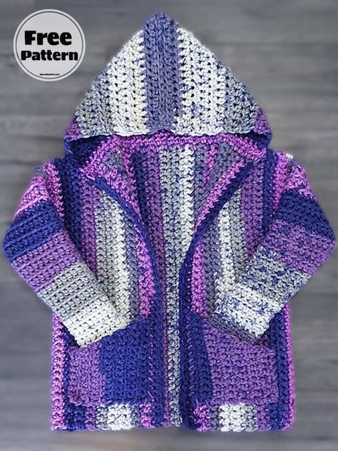 Hoodie Crochet Cardigan Pattern Free Crochet Hood Cardigan, Free Plus Size Crochet Cardigan Patterns, Crochet Varsity Jacket Pattern, Crochet Hooded Sweater Pattern Free, How To Crochet A Cardigan Free Pattern, Free Crochet Hoodie Pattern, Crochet Cardigan With Hood Pattern Free, Crochet Hoodie Pattern Free Women, Crochet Jacket Pattern Free Easy