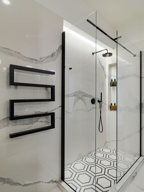 Black frameless shower door