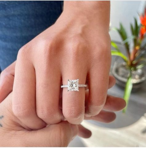 Ring Settings For Princess Cut Diamond, Wedding Ring Sets Princess Cut, Princess Engagement Rings, Engagement Rings Princess Cut, Future Board, Princess Cut Engagement Ring, Wedding Rings Princess Cut, Happy Bride, Engagement Rings Princess