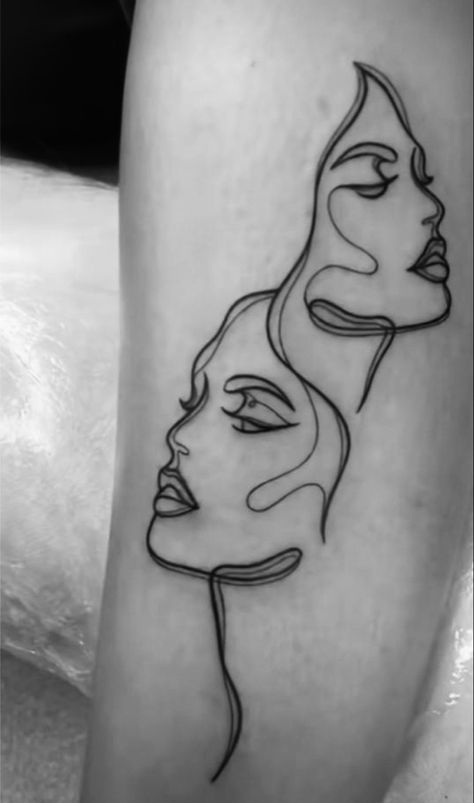 Tattoo Gemini, Gemini Tattoo Designs, Face Tattoos For Women, Side Neck Tattoo, Line Tattoo Ideas, One Line Tattoo, The Best Tattoos, Self Love Tattoo, Lash Studio