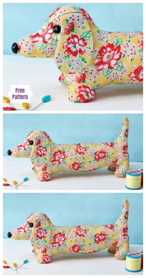 DIY Fabric Dachshund Dog Toy Free Sewing Patterns & Tutorials Dog Sewing Patterns, Dachshund Pattern, Sew Patterns, Printable Sewing Patterns, Animal Sewing Patterns, Sewing Stuffed Animals, Free Sewing Patterns, Fabric Toys, Small Sewing Projects