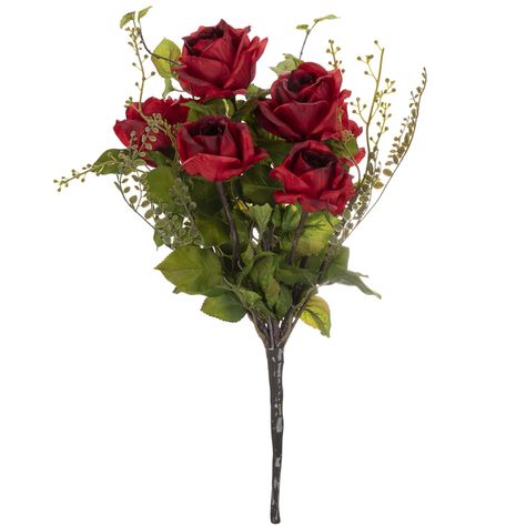 Get Red Elegant Rose Bush online or find other Red products from HobbyLobby.com Flower And Vase, Bright Centerpieces, Fabric Leaves, Ribbon Crafts Diy, Warm Decor, Silhouette Cameo Machine, Dried Rose Petals, Diy Projects Videos, Wedding Top