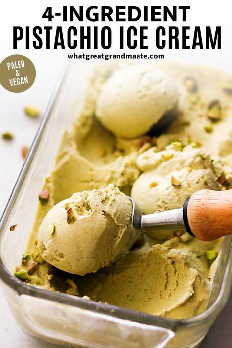 Vegan Pistachio Ice Cream, Easy Ice Cream Recipe Homemade, Vegan Pistachio, Paleo Ice Cream, Easy Homemade Ice Cream, Pistachio Gelato, Healthy Ice Cream Recipes, Pistachio Ice Cream, Frozen Dessert Recipe