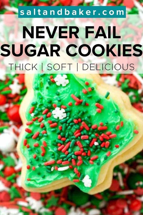 Christmas Sugar Cookies With Cream Of Tarter, Thick Christmas Sugar Cookies, Best Christmas Sugar Cookies Ever, Xmas Sugar Cookies Recipe, Easy Xmas Sugar Cookies, Christmas Soft Sugar Cookies, Best Soft Christmas Sugar Cookies, The Best Christmas Sugar Cookies, Sugar Cookies Christmas Recipe