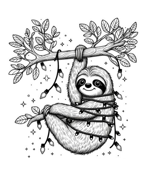 Christmas Coloring Pages Free Printable, Sloth Coloring Pages, Tree Coloring, Free Christmas Coloring Pages, Christmas Sloth, Christmas Coloring, Christmas Drawing, Christmas Coloring Pages, Take A Break