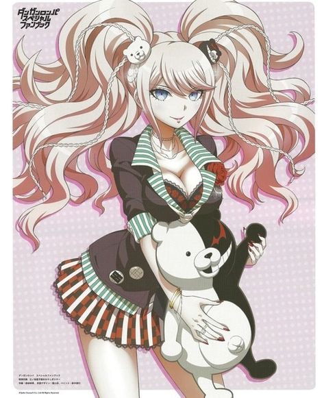 Junko Enoshima Official Art, Junko Enoshima, Danganronpa, Anime Character, Hair, Anime, Art