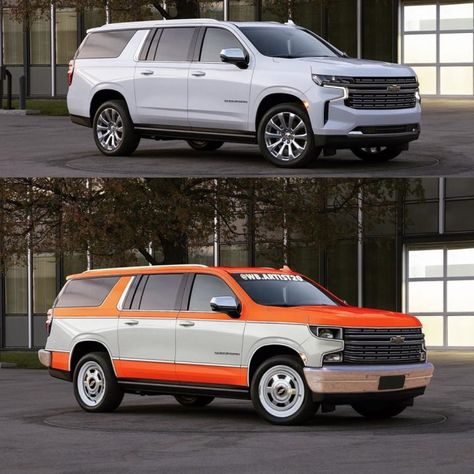 Modern Chevy Suburban Rendered With Retro Style | GM Authority 2023 Chevy Suburban, Chevy Suburban Custom, 2021 Tahoe, Silverado High Country, Tahoe Z71, Chevrolet Colorado Z71, 72 Chevy Truck, Two Tone Paint, Chevrolet Truck