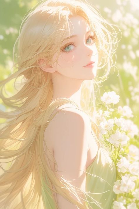 Blonde Girl Animes, Blonde Fairy Art, Blonde Female Character Inspiration Art, Blonde Hair Anime Character, Charlotte Lascurain, Blonde Anime Woman, Blonde Girl Art, Traditional Art Drawing, Blonde Hair Anime