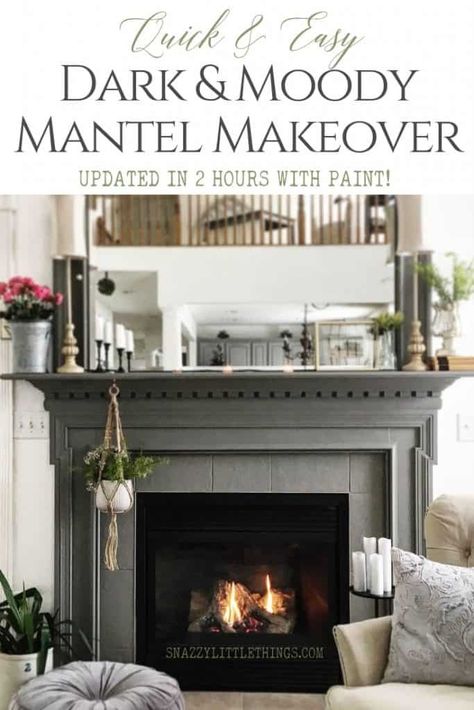 What Color To Paint Fireplace, Fireplace Snuggles, Mantel Remodel, Inside Fireplace, Painted Fireplace Mantels, Mantle Makeover, Fireplace Painting, Mantel Makeover, Painted Mantle