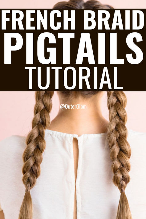 Whether you're looking for a stylish hairstyle for the gym or a chic look for everyday wear, French braid pigtails are a versatile choice. If you've always wanted to master this classic style but found it challenging, this step-by-step tutorial is exactly what you need. Learn how to create perfect French braid pigtails, from sectioning your hair to adding strands as you go. Hair Braids Pigtails, French Braid Pigtails Tutorial, Braid Pigtails, Braids Pigtails, Crochet Braids For Kids, French Braid Pigtails, School Braids, Double French Braids, Hair Vector