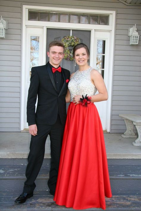 Black Tux With Red Bow Tie, All Black Suit With Red Bow Tie, All Black Suit With Red Tie, Black Suit With Red Bow Tie, Black Suit Red Bow Tie, Prom Tux Ideas, Black And Red Tuxedo, Prom Tuxedo Ideas, Red Tux