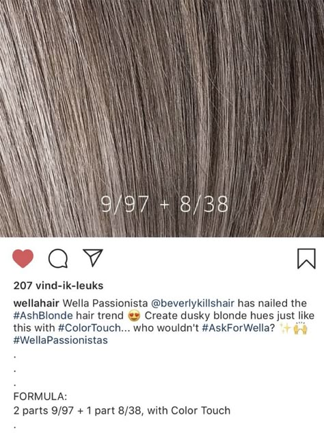 Mushroom Brown Toner Formula Wella, Mushroom Blonde Wella, Mushroom Brown Formula Wella, Mushroom Brown Hair Formula, Wella Ash Brown Formula, Milk Tea Hair Color Formula, Wella Ash Brown, Mushroom Blonde Formula, Wella Shinefinity Formulas